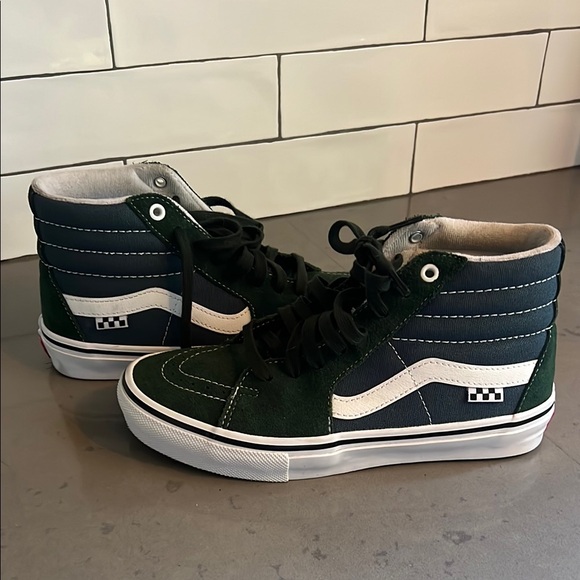 Vans Men's Skate Sk8-Hi Mountain View Blue Green Canvas Suede shoes Size 6.5 - Picture 1 of 16
